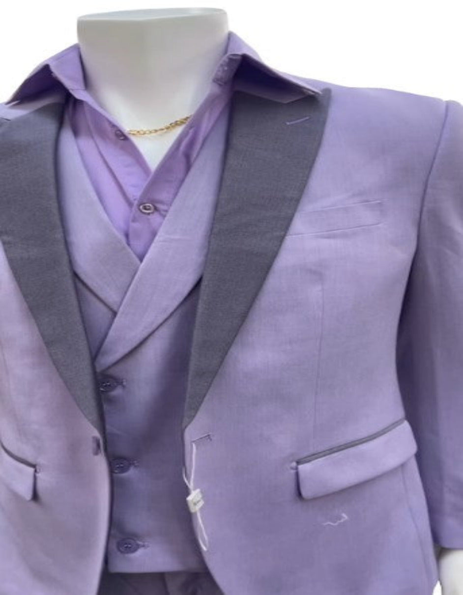 Mens Lavender Prom Tuxedo Suit - Vested Lilac Color Suit - 34 Short or Extra Small