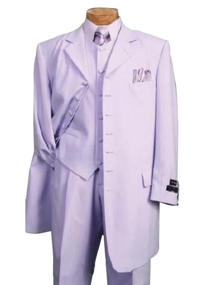 Lavender SUIT 3PC FASHION ZOOT WITH VEST Cover Buttons Comes - 38 Short Jacket+32 Waist Adjustable 28to34)(Height: 5’4”to5’7”)(Neck 15-16.5)S-M)