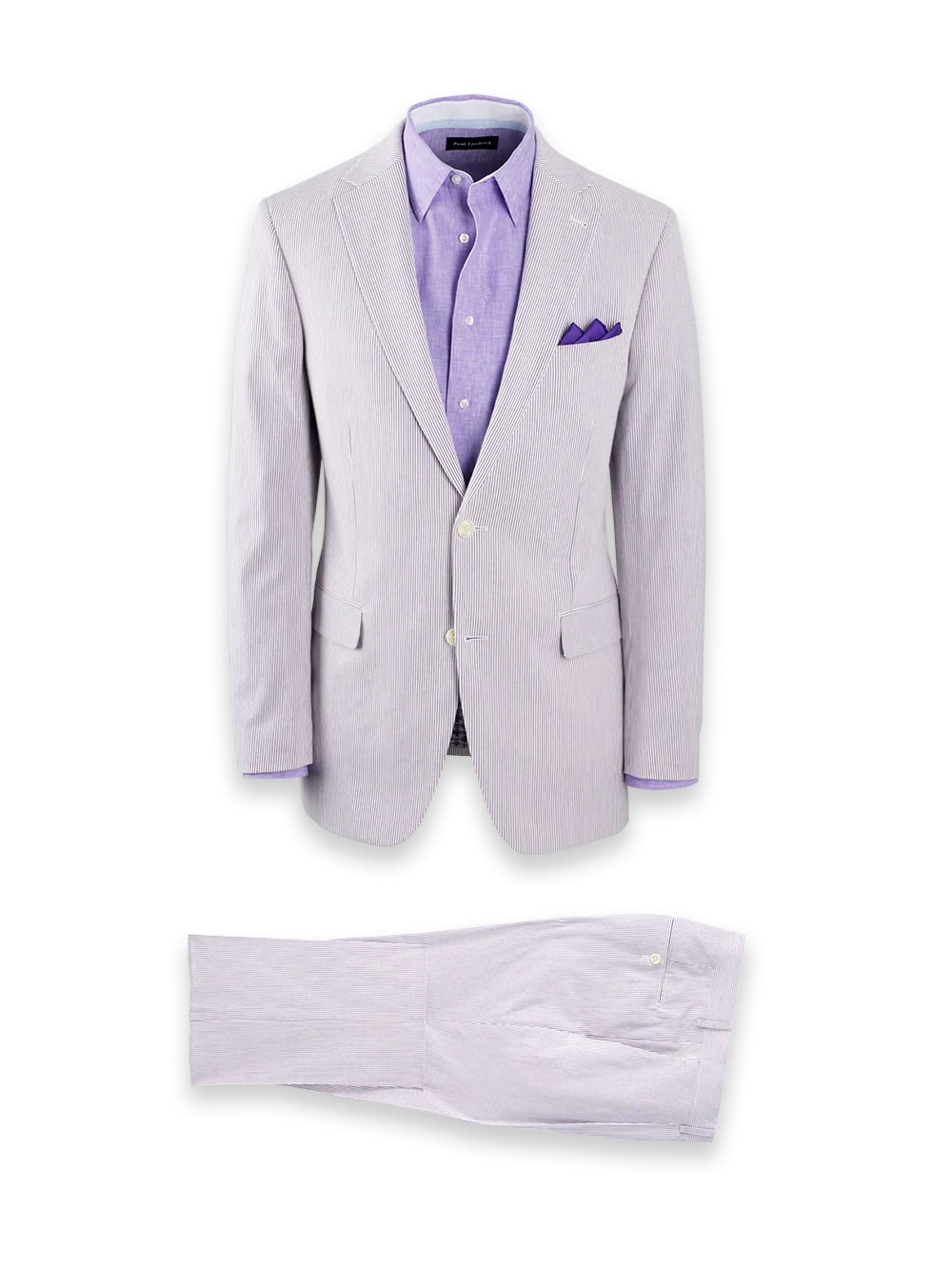 Mens Lavender Seersucker Suit Blazer + Pants Cotton Fabric - Summer Fabric in Purple color - 34 Short or Extra Small