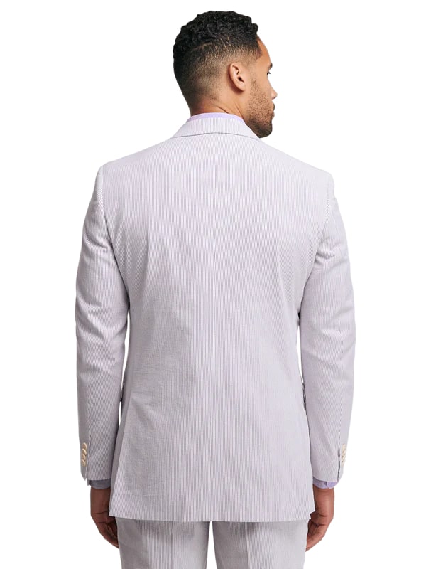 Mens Lavender Seersucker Suit Blazer + Pants Cotton Fabric - Summer Fabric in Purple color - 34 Short or Extra Small