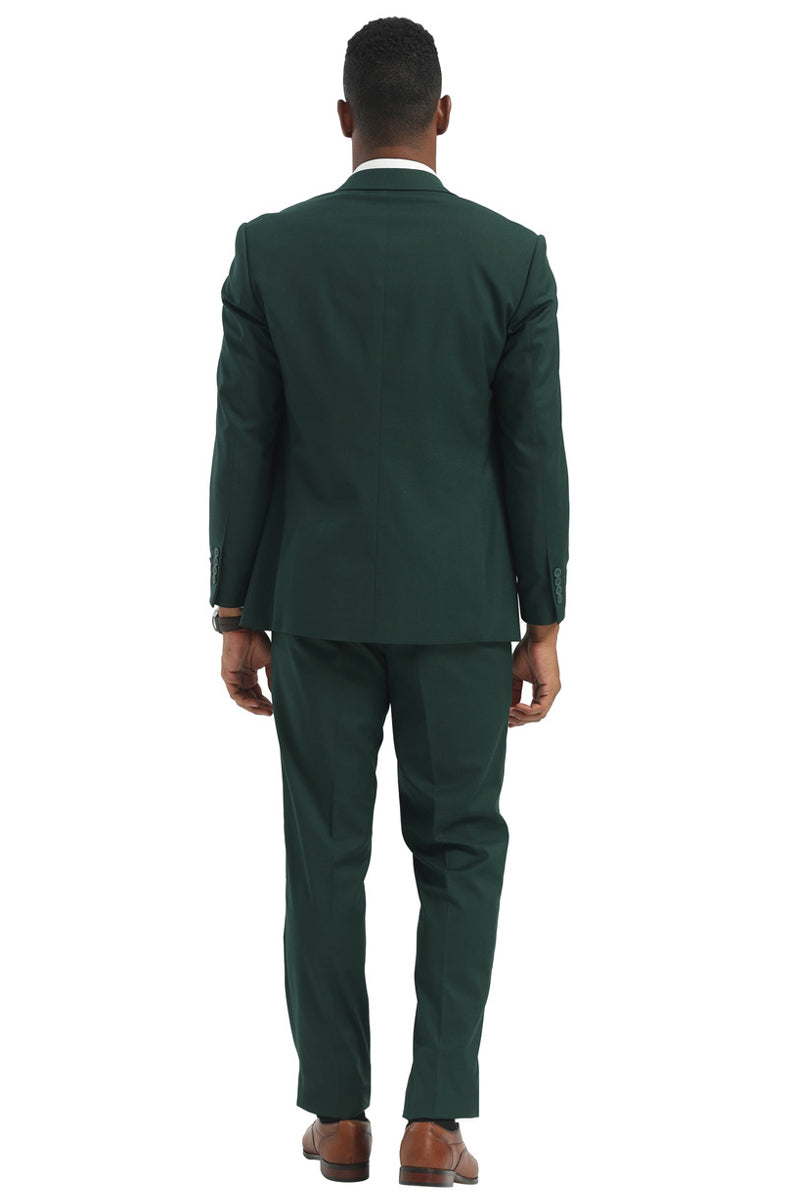 Men's Designer Stacy Adams Classic Double Breasted Suit in Hunter Green - 34 Regular