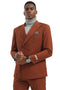Men's Designer Stacy Adams Classic Double Breasted Suit in Brown Rust