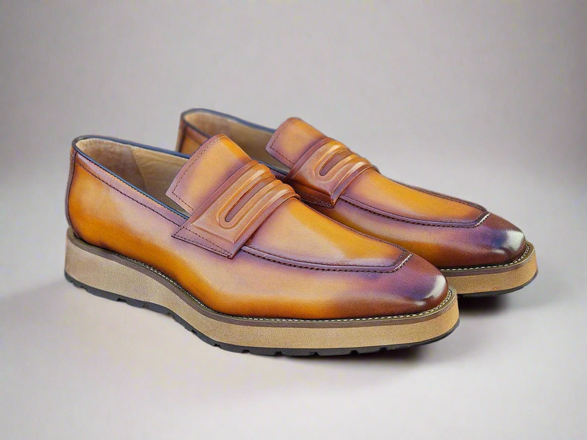 Leather Penny Loafer in Chunky Sole - 7.5