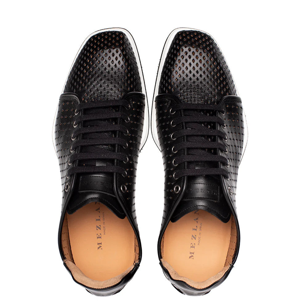 Luce Sneaker Leather  Black By Mezlan Made In Spain Brand - 8M