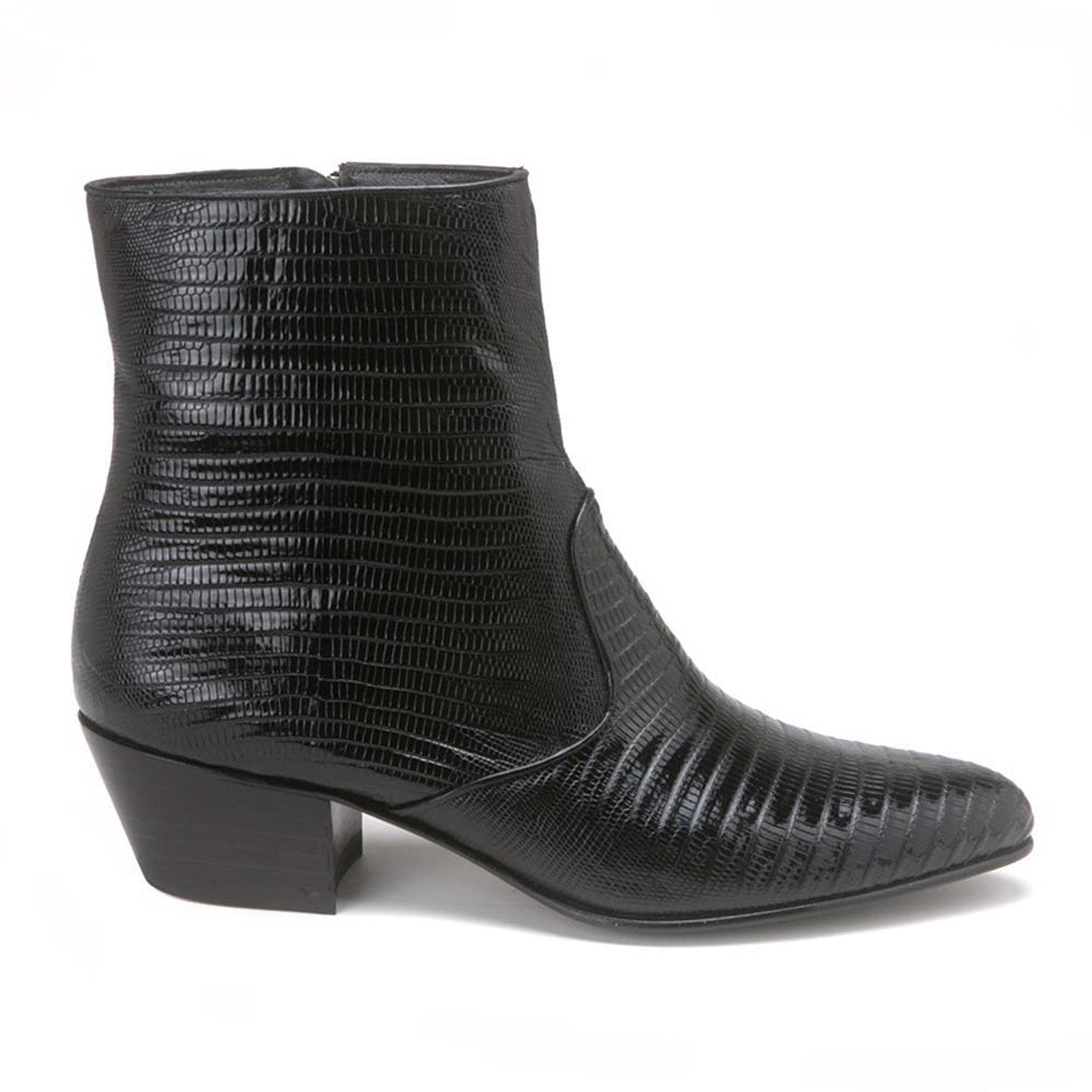 Los Altos Mens Black Genuine Lizard Leather Ankle Boots - 8