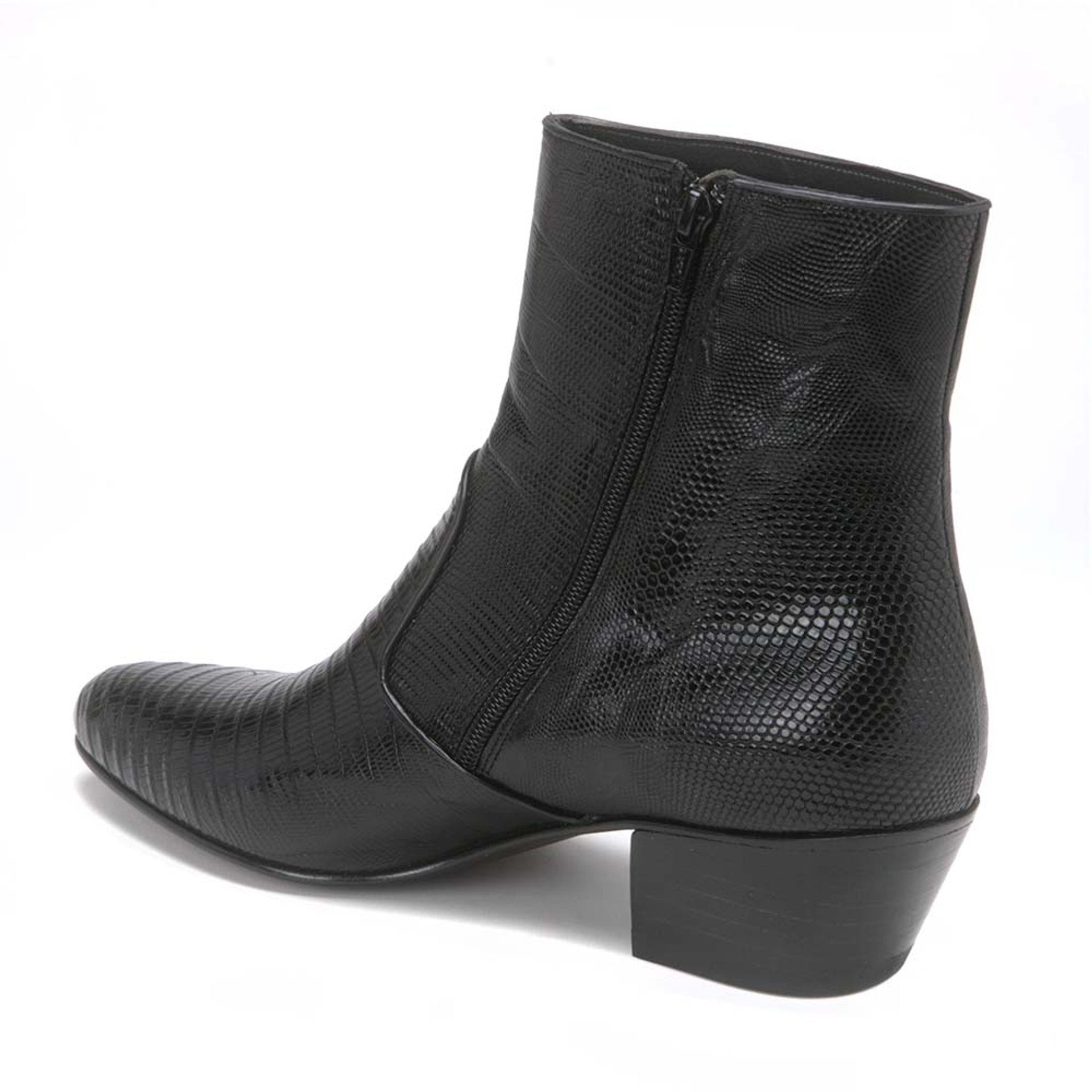 Los Altos Mens Black Genuine Lizard Leather Ankle Boots - 8