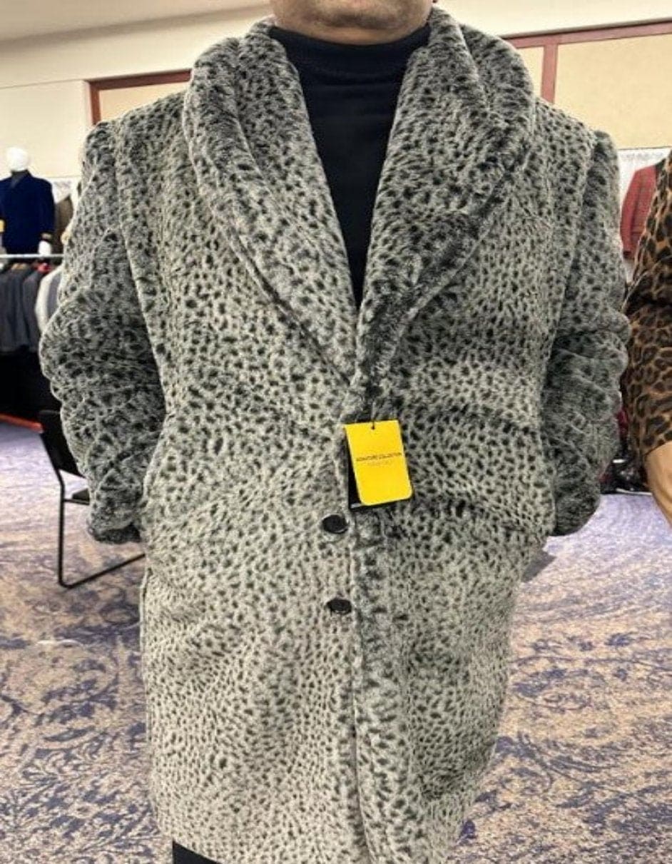 Vintage 1920s Gangster Pimp Coat – Full Length Leopard Faux Fur Style - Coat Size 38