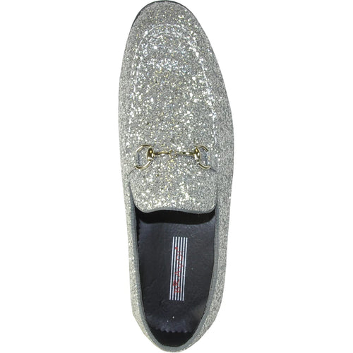 "Silver Sequin Loafer - Modern Men's Prom 2026 Tuxedo Footwear"