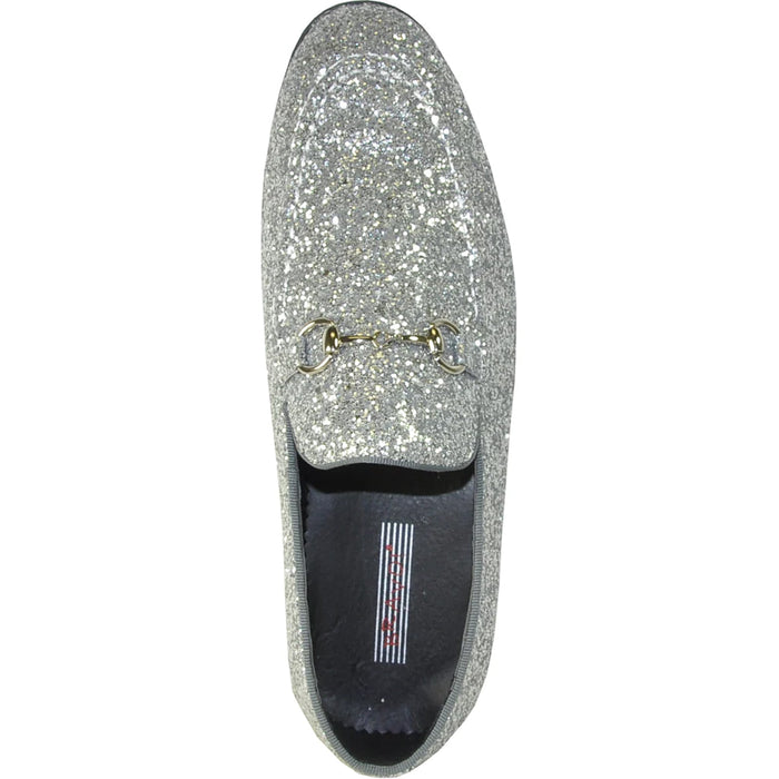 "Silver Sequin Loafer - Modern Men's Prom 2026 Tuxedo Footwear"