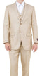 Mens Sharkskin 3 Piece Single Breasted Suit Light Beige