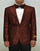 Mens Paisley Blazer - Floral Pattern Rust Copper Color and Black Mix - Light Brown Color Tuxedo Dinner Jacket