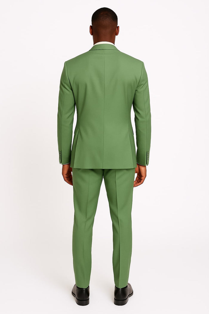 Light Green Tuxedo Suit for Men - Satin Lapel Wedding and Prom Suit in Color Sage Green Tuxedo