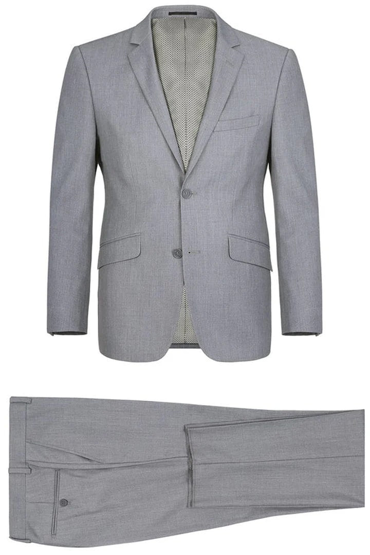 Cheap Suit - Mens Two Button Slim Fit Hack Pocket Light Grey Suit