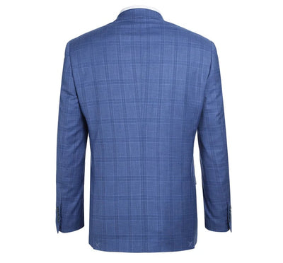Cheap priced Suit - Mens Two Button Slim Fit Two Piece Light Blue Suit  Windowpane Plaid