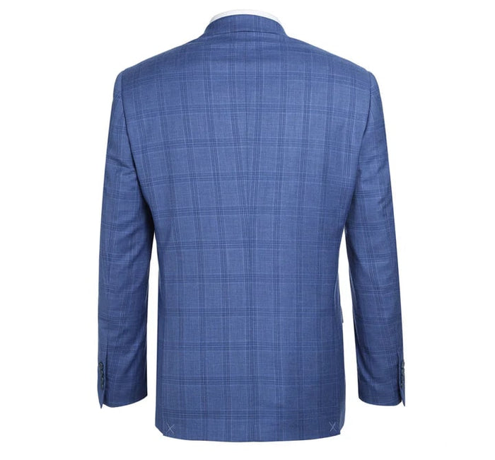 Cheap priced Suit - Mens Two Button Slim Fit Two Piece Light Blue Suit  Windowpane Plaid