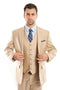 Cheap Priced Suit - Men's Two Button Vested Textured Sharkskin Business Light Beige Suit