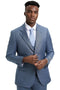 Cheap Priced Suit - Men's Two Button Vested Stacy Adams Designer Sharkskin Steel Light Blue Suit