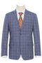Cheap Suit - Mens Slim Fit Two Button Light Blue Wide Suit Windowpane Summer Plaid