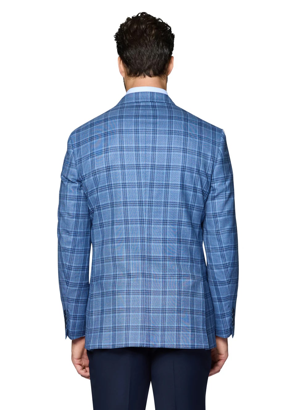 Light Blue Plaid Wool Modern Fit Sport Coat