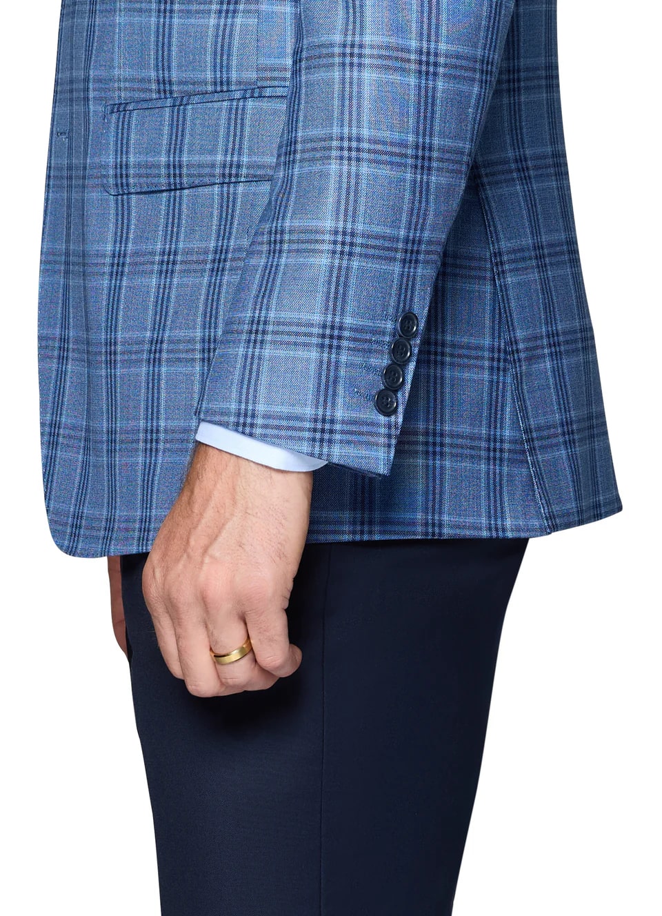 Light Blue Plaid Wool Modern Fit Sport Coat