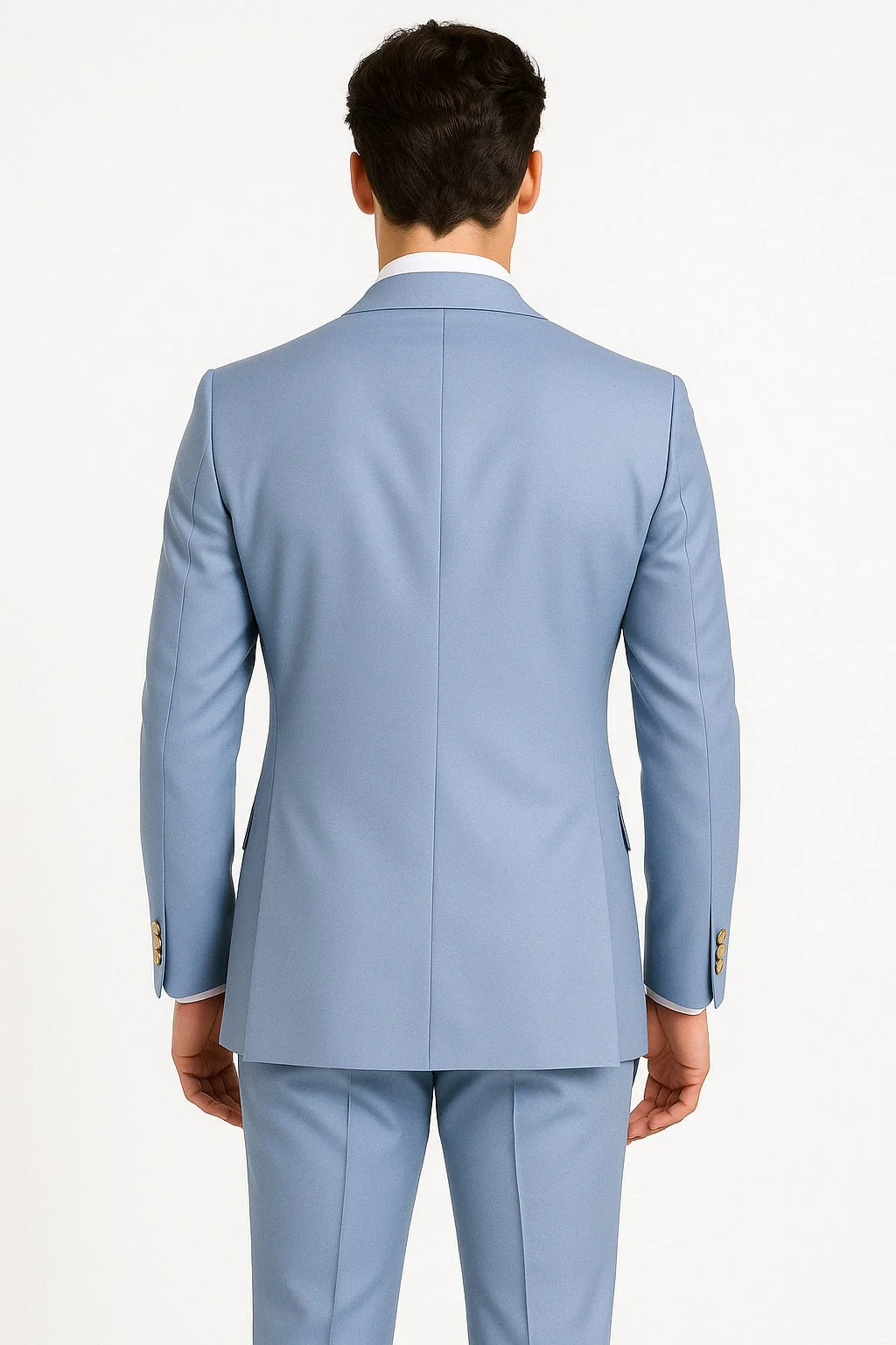 Mens Light Blue Double-Breasted Suits with Gold Button – Slim Fit 2-Piece Formal Set in Sky Blue Color - 34 Short or Extra Small