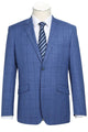Cheap priced Suit - Mens Two Button Slim Fit Two Piece Light Blue Suit  Windowpane Plaid