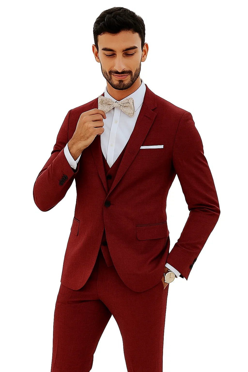 Mens Big and Tall Linen Suits - Light Burgundy Summer Fabric Suit - 38 Short Jacket+32 Waist Adjustable 28to34)(Height: 5’4”to5’7”)(Neck 15-16.5)S-M)ggg