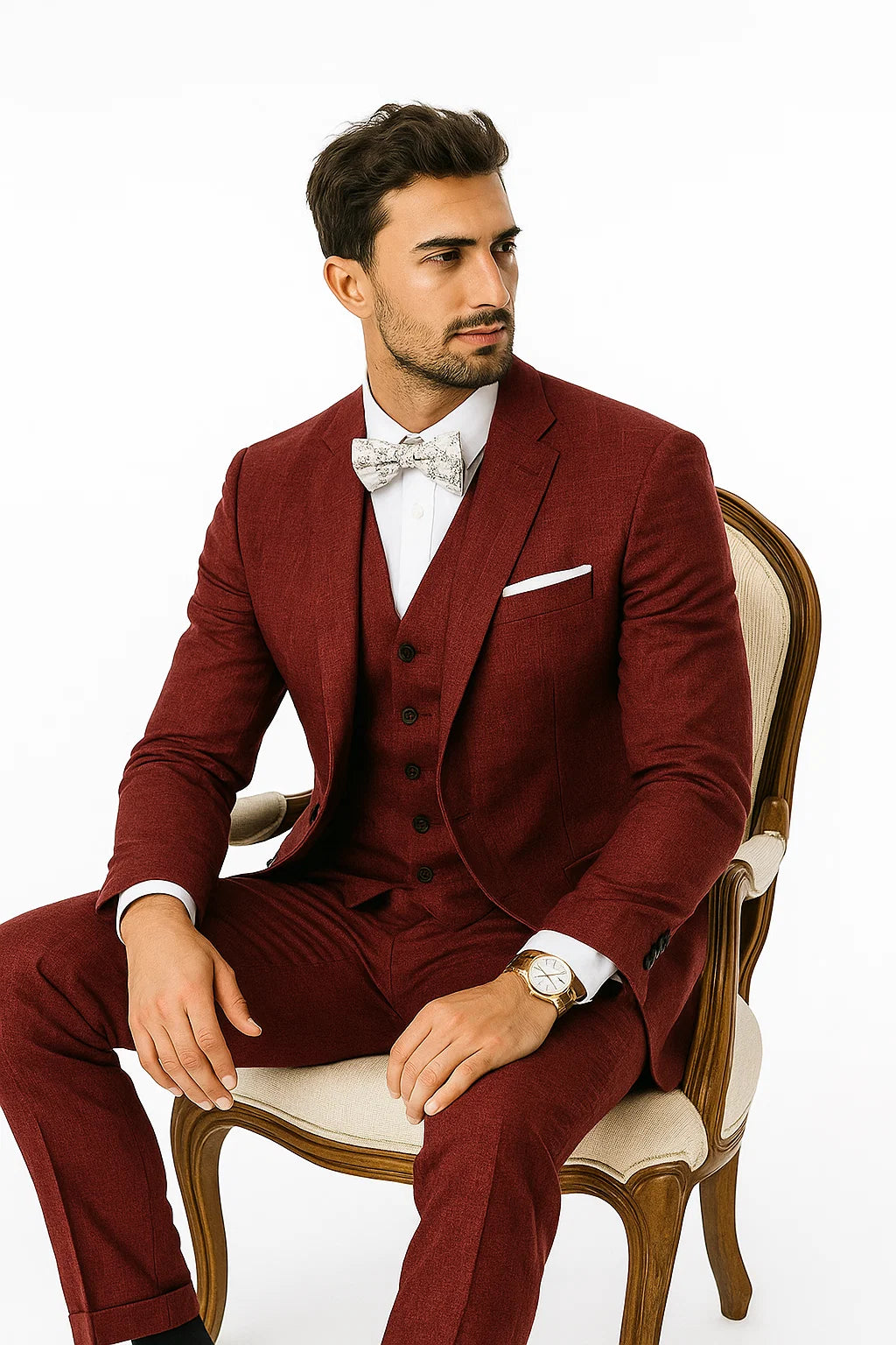 Mens Big and Tall Linen Suits - Light Burgundy Summer Fabric Suit - 38 Short Jacket+32 Waist Adjustable 28to34)(Height: 5’4”to5’7”)(Neck 15-16.5)S-M)ggg