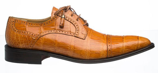 Alligator Mens Shoes Ferrini Light Cognac Stylish Color Cap Toe