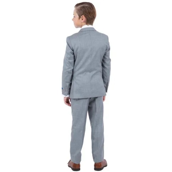 Perry Ellis Boys Sharkskin 5pc Suit, Light Gray - Boy Size : 4 (Weight 38 to 49)