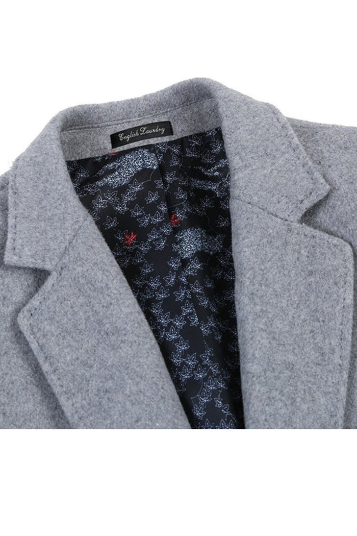 Light Gray Fall/Winter Essential Slim Fit Overcoat Wool Blend
