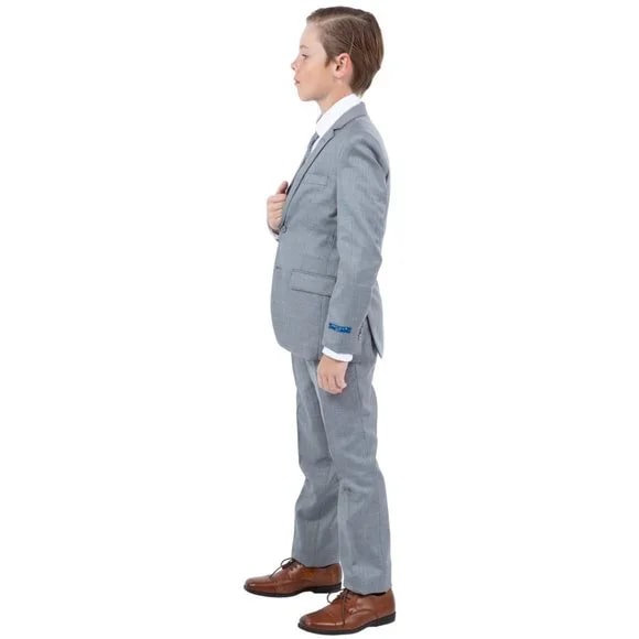 Perry Ellis Boys Sharkskin 5pc Suit, Light Gray - Boy Size : 4 (Weight 38 to 49)