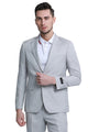 Cheap Priced Suit- Men's Two Button Peak Lapel Summer Linen Style Beach Wedding Light Grey Suit