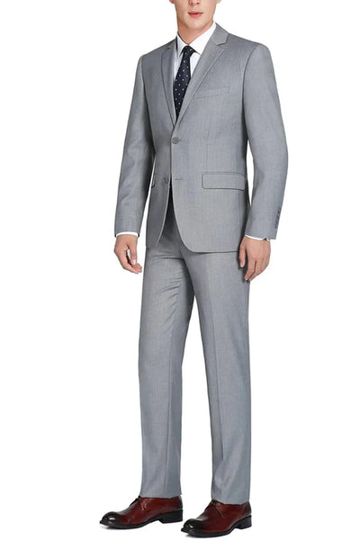 Cheap priced Suit - Mens Extra Long Basic Two Button Light Grey Suit