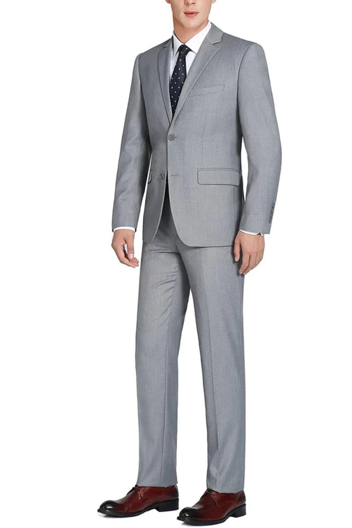 Cheap priced Suit - Mens Extra Long Basic Two Button Light Grey Suit
