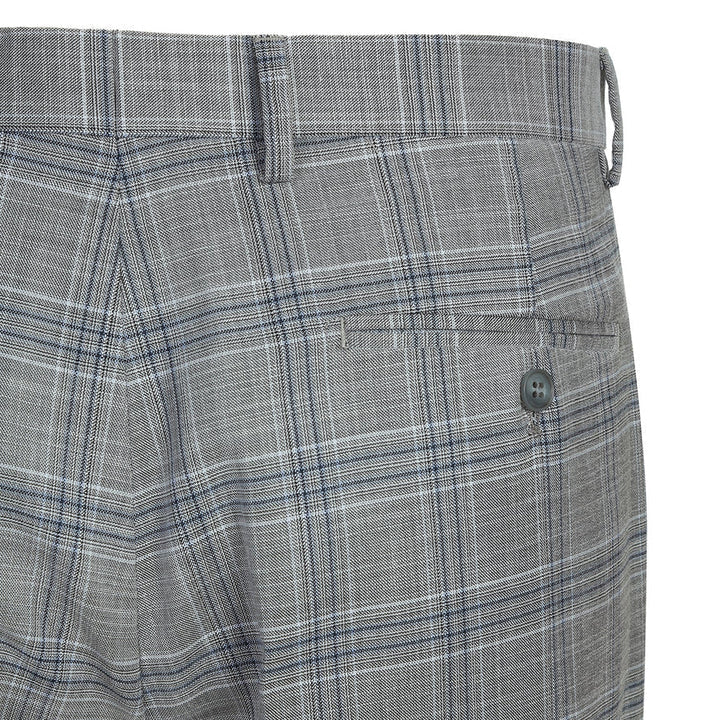 Cheap priced Suit- Mens Classic Fit Two Button Light Grey And Navy Blue Suit  Windowpane Plaid - 38 Short Jacket+32 Waist Adjustable 28to34)(Height: 5 4 to5 7 )(Neck  15-16.5)S-M)