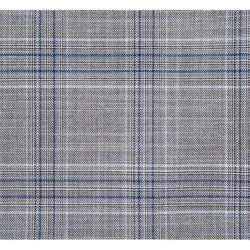 Cheap priced Suit- Mens Classic Fit Two Button Light Grey And Navy Blue Suit  Windowpane Plaid