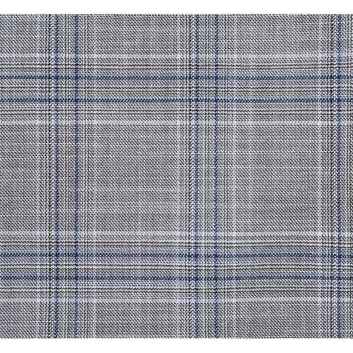 Cheap priced Suit- Mens Classic Fit Two Button Light Grey And Navy Blue Suit  Windowpane Plaid