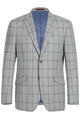 Cheap priced Suit - Mens Two Button Slim Fit Two Piece Suit In Light Grey & Blue Windowpane Plaid