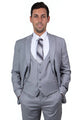 Cheap Suit - Men's One Button Peak Lapel Skinny Wedding & Prom 2025 Light Grey Suit With Lowcut Vest Grey Prom 2025 Suits