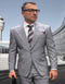 Men's Designer One Button Peak Lapel Wool Light Grey Windowpane Suit
