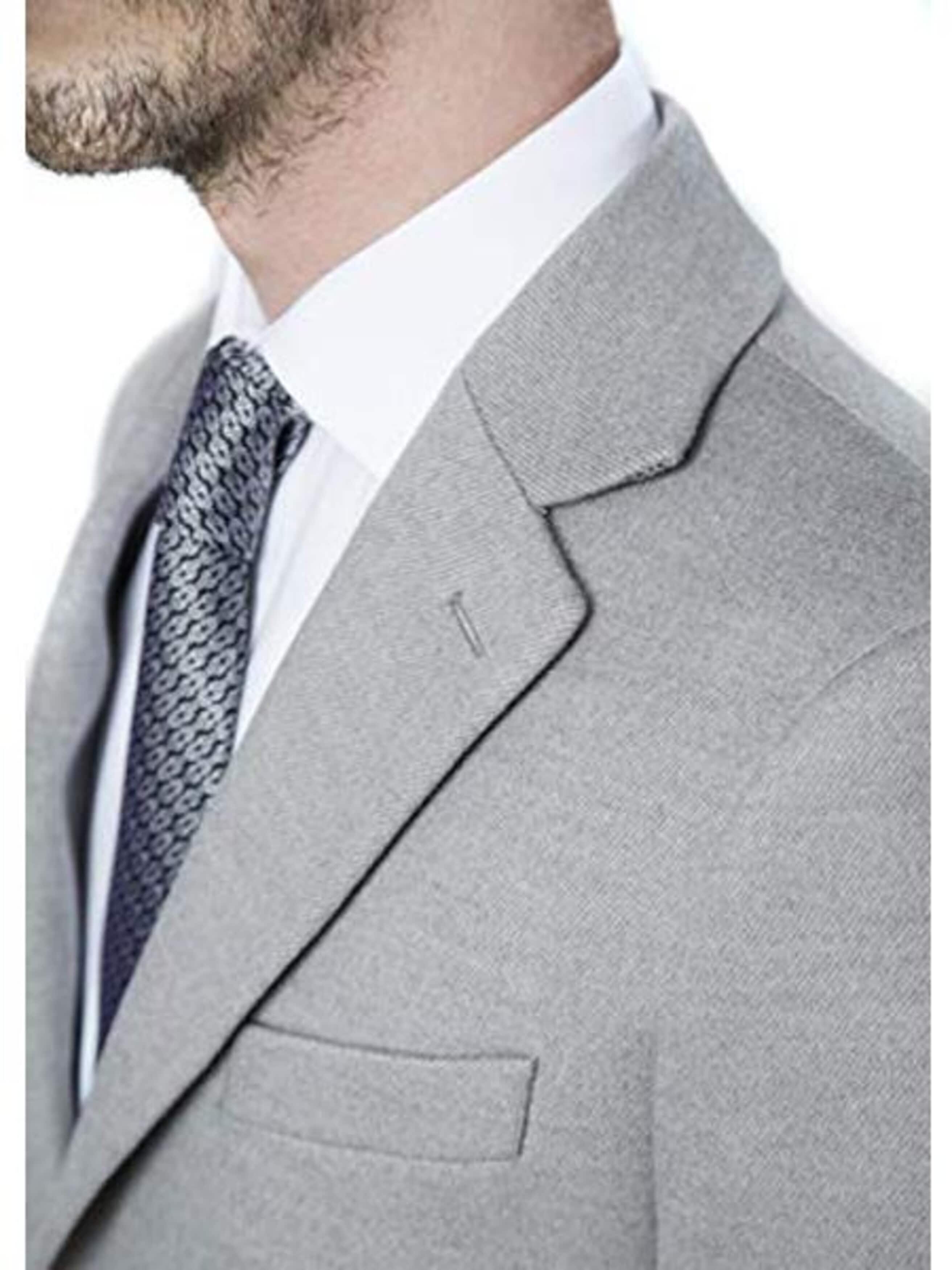 men's Polyester ~ Viscose ~ Spandex Light Grey Modern Fit Long men's Dress Topcoat - Winter coat