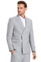 Cheap priced Suit - Men's Slim Fit Double Breasted Summer Pastel Suit In Light Grey Pinstripe
