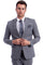 Cheap Priced Suit -  Men's Two Button Hybrid Fit Basic Business Light Grey Suit