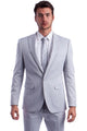Cheap Priced Suit- Men's One Button Peak Lapel Basic Slim Fit Light Grey Suit