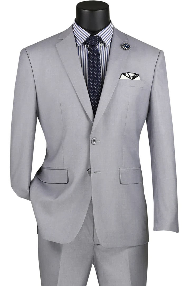 Cheap Priced Suit - Mens Basic 2 Button Modern Fit Light Grey Suit - 38 Short Jacket+32 Waist Adjustable 28to34)(Height: 5 4 to5 7 )(Neck  15-16.5)S-M)