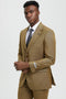 Cheap Priced Suit - Men's Two Button Vested Stacy Adams Designer Sharkskin Light Mustard Suit