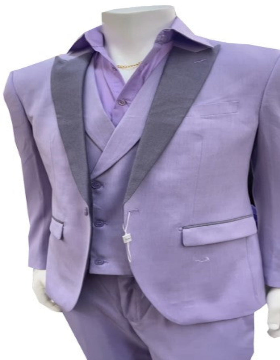 Mens Lavender Prom Tuxedo Suit - Vested Lilac Color Suit - 34 Short or Extra Small