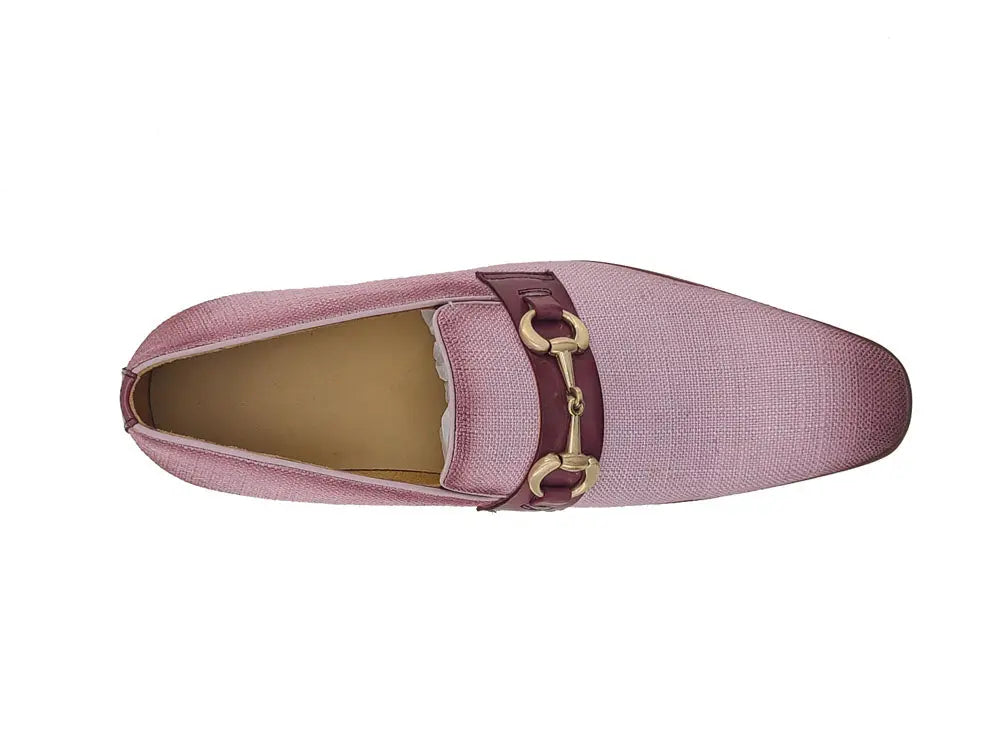 Linen Loafer With Gold Tone Buckle - 8