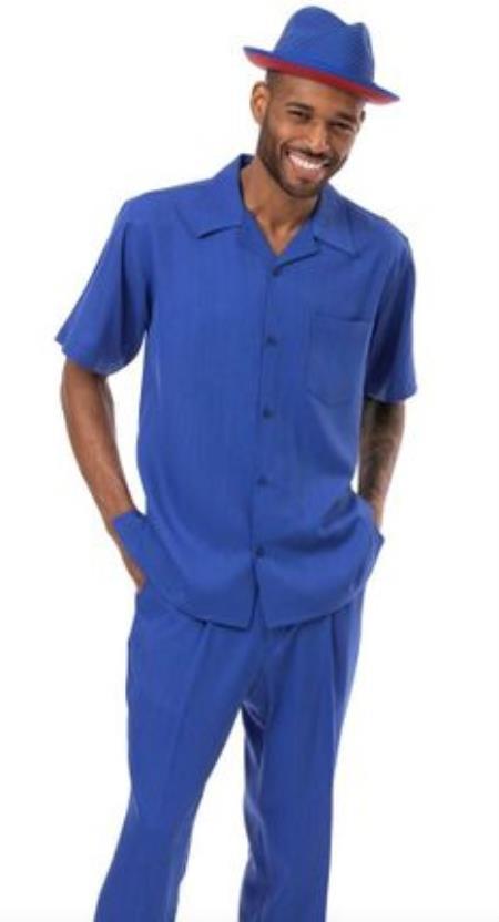 Mens Walking Suit - "Royal Blue" Summer Outfit - Mens Linen Suit